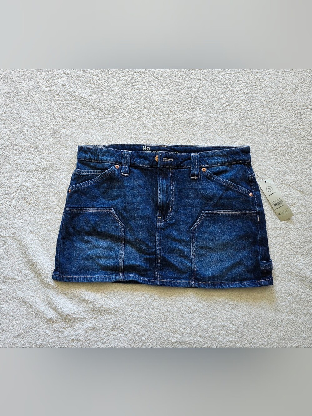 New Y2k women's No Boundaries Denim Carpenter Micro Mini Skirt, size M 8/10